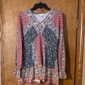 Bohemian Patchwork Long Sleeve Tunic